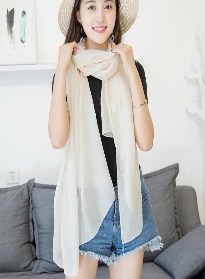 HURESON Silky Scarf Soft Elegant Pashmina Shawl Scarves Long Lightweight Sunscreen Shawls and Wraps for Women Summer Solid Color (Beige) - Image 4